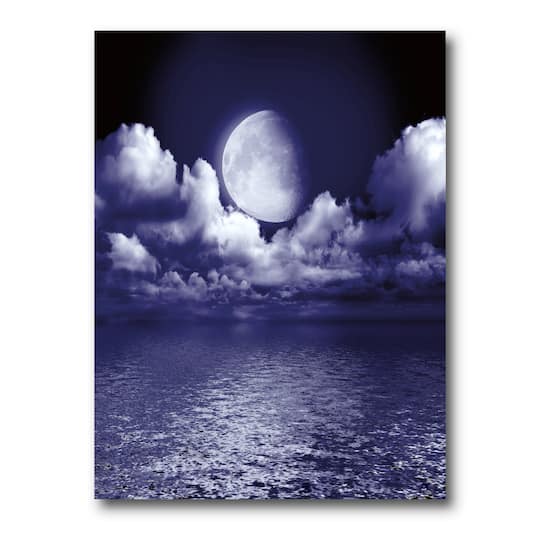 Designart - Full Moon In Cloudy Night Sky V